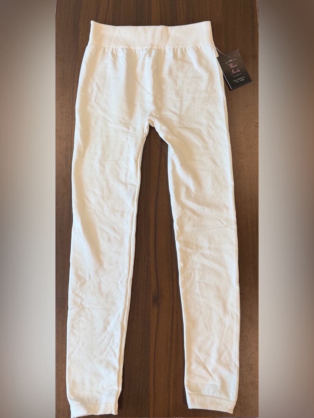 NWT Women’s White Cotton Leggings Fleece Lined Cotton Candy NYC Large